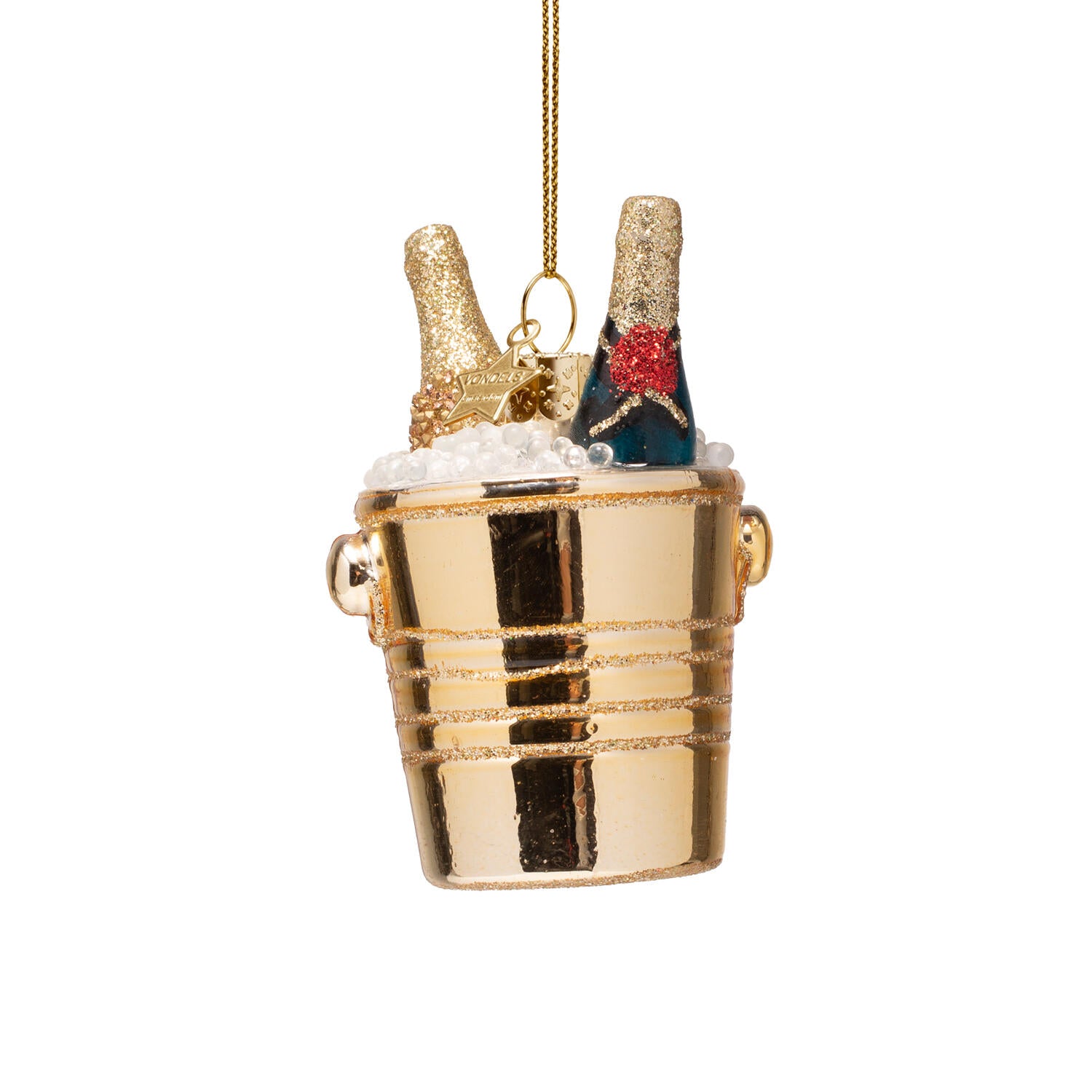 Champagneflasker i vinkøler juleophæng - H8,5 cm